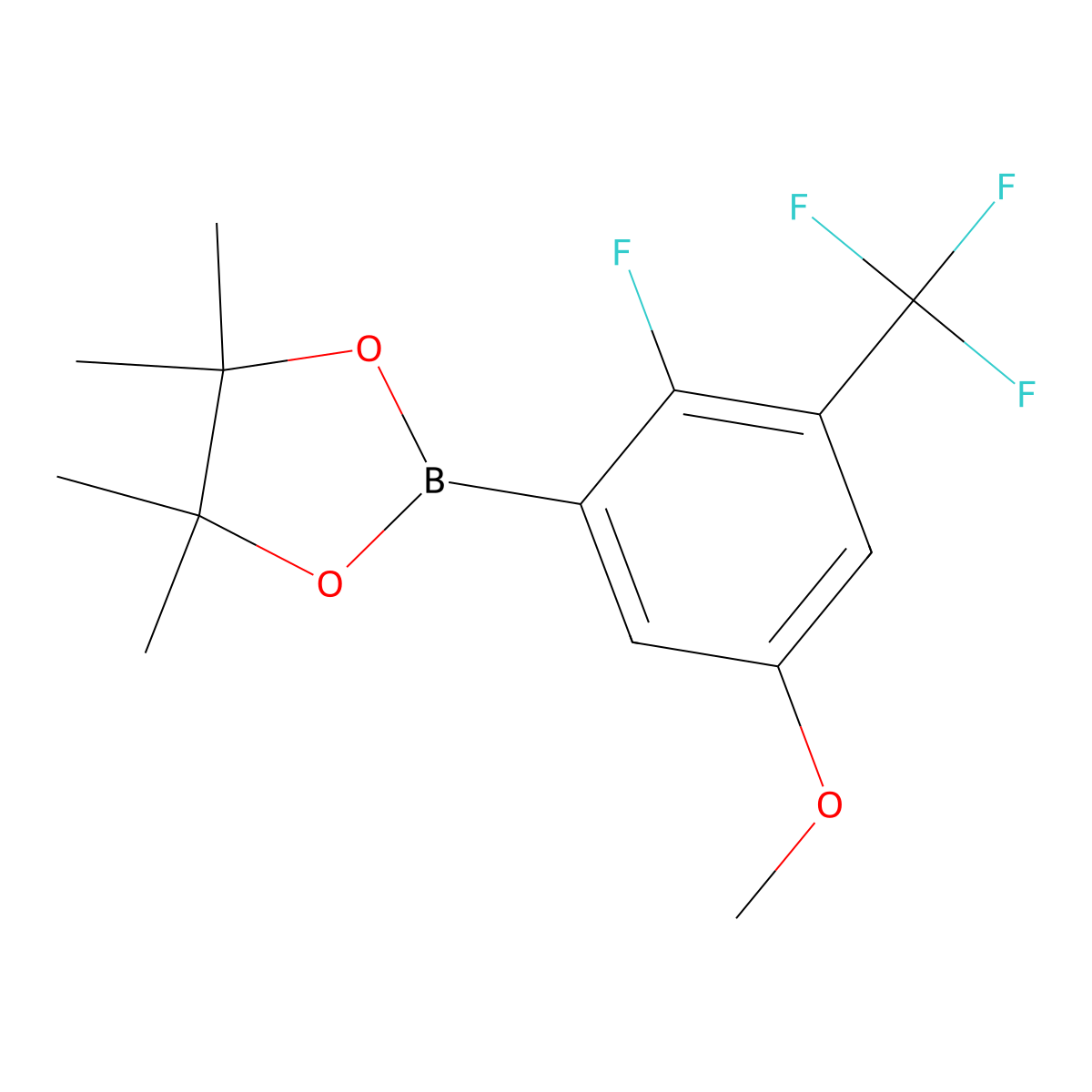 2-(2-Fluoro-5-methoxy-3-(trifluoromethyl)phenyl)-4,4,5,5-tetramethyl-1,3,2-dioxaborolane molecular structure, CAS 2828446-17-7