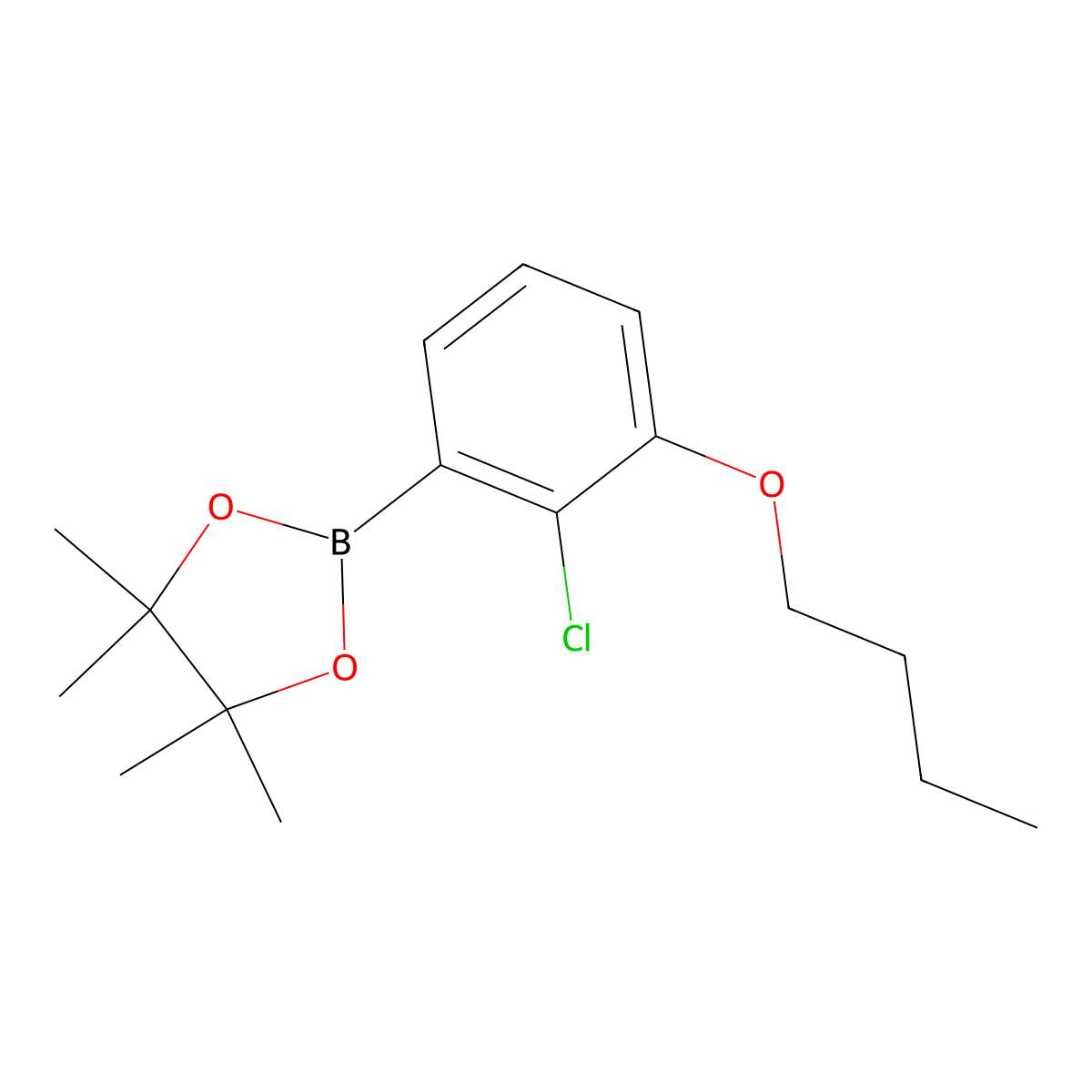 2-(3-Butoxy-2-chlorophenyl)-4,4,5,5-tetramethyl-1,3,2-dioxaborolane molecular structure, CAS 2828446-46-2