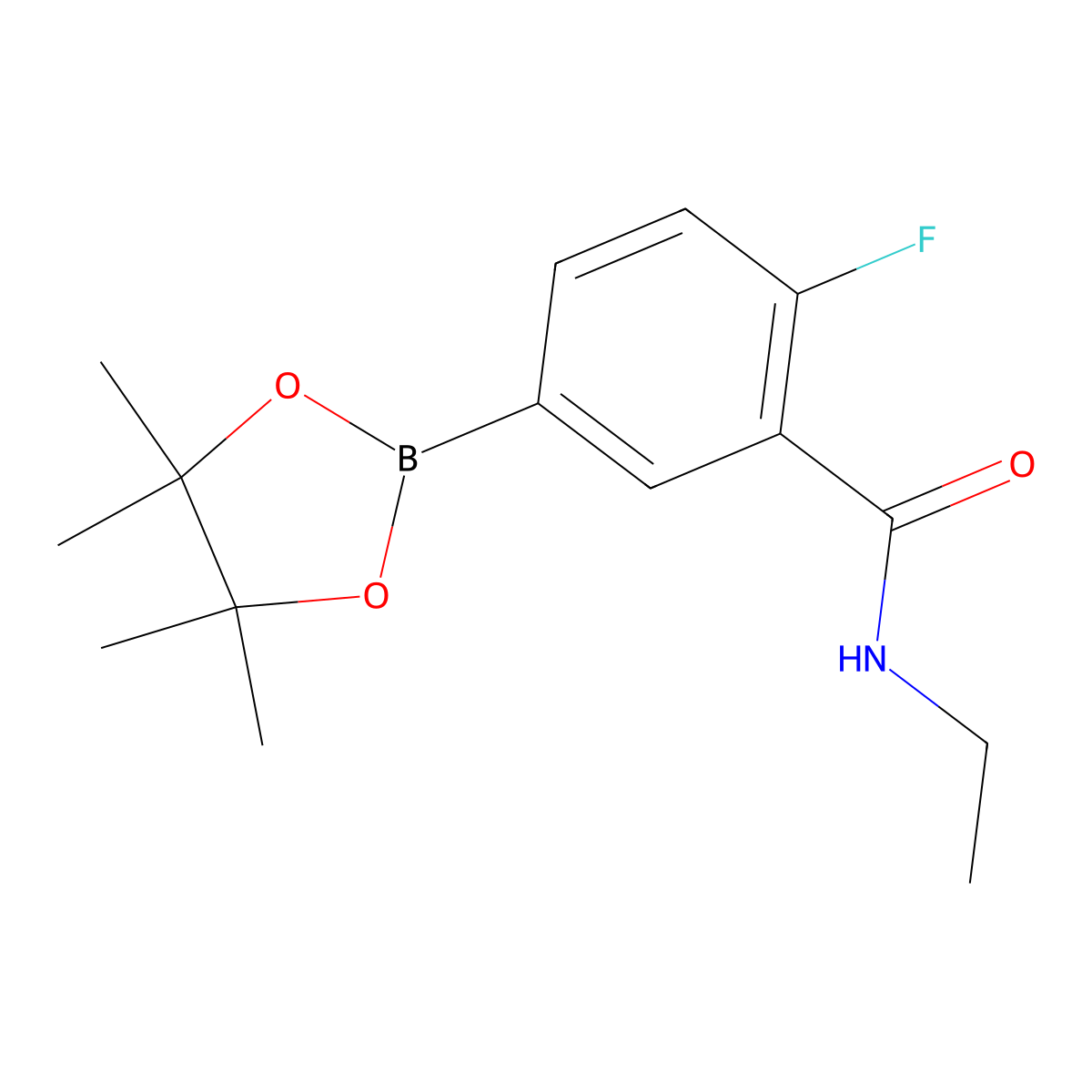N-Ethyl-2-fluoro-5-(4,4,5,5-tetramethyl-1,3,2-dioxaborolan-2-yl)benzamide molecular structure, CAS 2828446-56-4