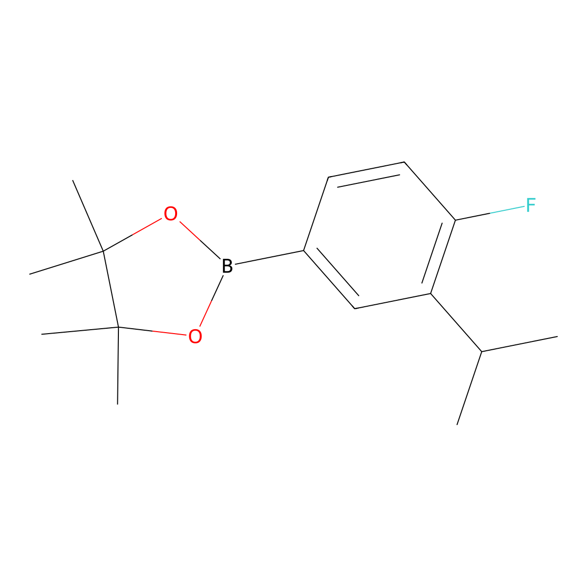 2-(4-Fluoro-3-(propan-2-yl)phenyl)-4,4,5,5-tetramethyl-1,3,2-dioxaborolane molecular structure, CAS 2828446-76-8