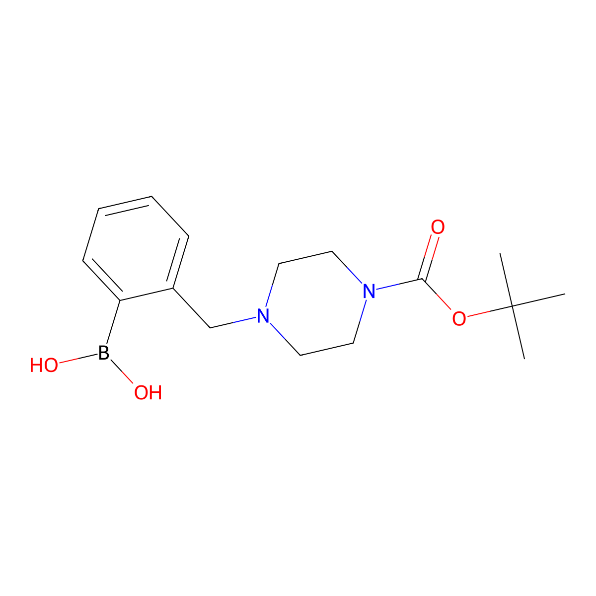 (2-((4-(Tert-butoxycarbonyl)piperazin-1-yl)methyl)phenyl)boronic acid molecular structure, CAS 2828446-90-6