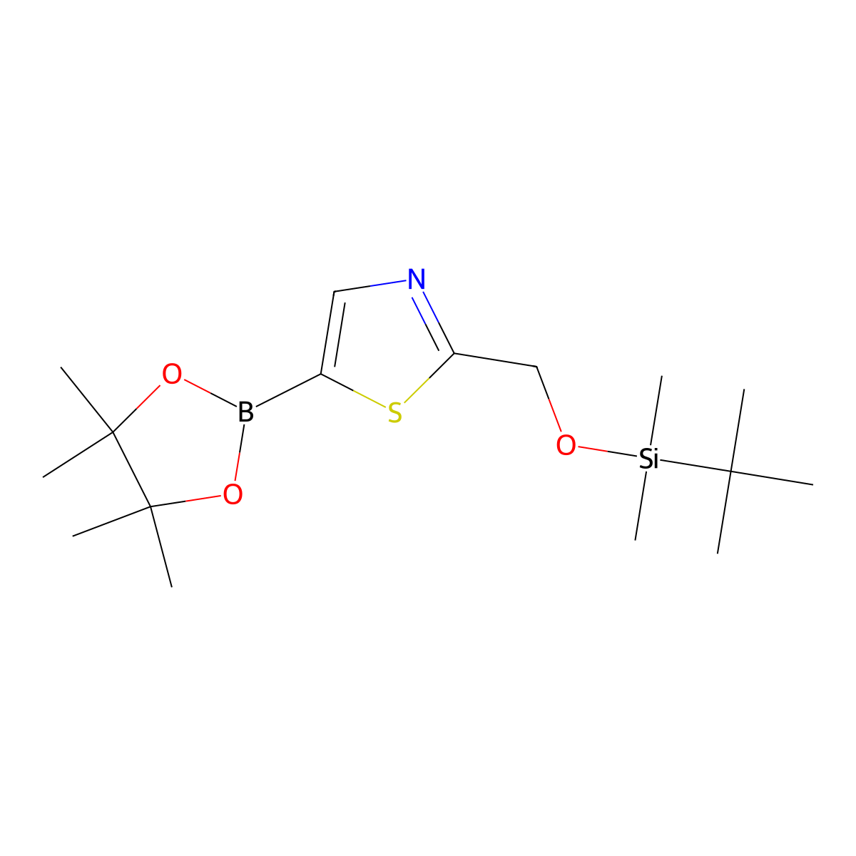 2-(((tert-Butyldimethylsilyl)oxy)methyl)-5-(4,4,5,5-tetramethyl-1,3,2-dioxaborolan-2-yl)thiazole molecular structure, CAS 2828446-92-8