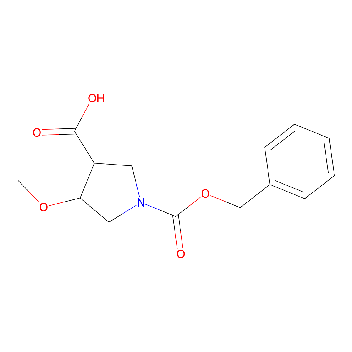 trans-1-((Benzyloxy)carbonyl)-4-methoxypyrrolidine-3-carboxylic acid molecular structure, CAS 2828447-01-2