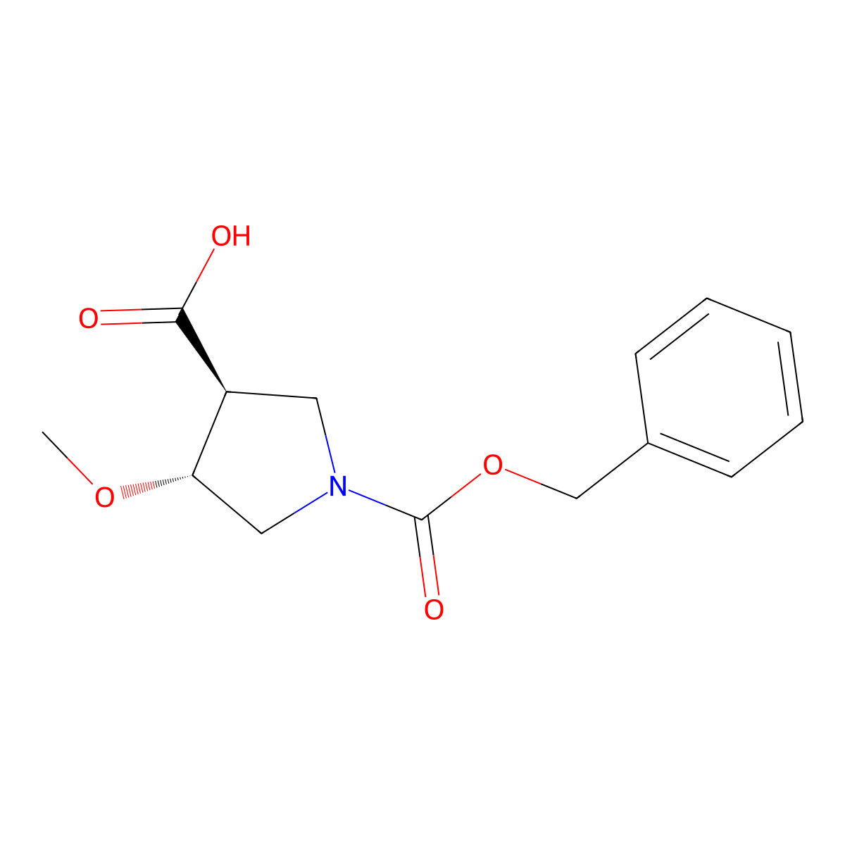 trans-1-((Benzyloxy)carbonyl)-4-methoxypyrrolidine-3-carboxylic acid molecular structure, CAS 2828447-01-2