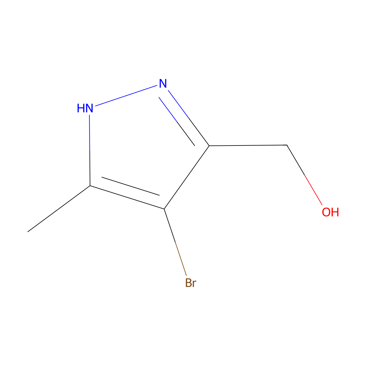 (4-Bromo-3-methyl-1H-pyrazol-5-yl)methanol molecular structure, CAS 2828447-03-4