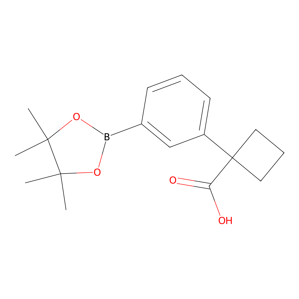 1-(3-(4,4,5,5-Tetramethyl-1,3,2-dioxaborolan-2-yl)phenyl)cyclobutane-1-carboxylic acid molecular structure, CAS 2828447-06-7