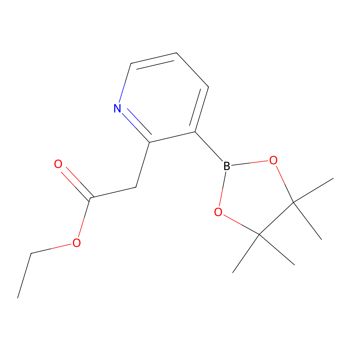 Ethyl 2-(3-(4,4,5,5-tetramethyl-1,3,2-dioxaborolan-2-yl)pyridin-2-yl)acetate molecular structure, CAS 2828447-07-8