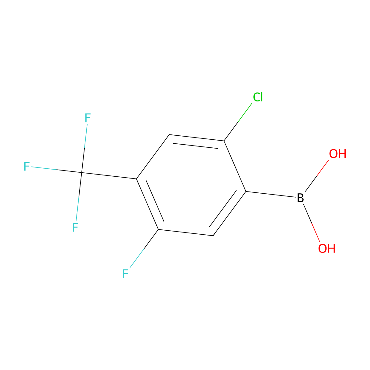 [2-Chloro-5-fluoro-4-(trifluoromethyl)phenyl]boronic acid molecular structure, CAS 2828447-12-5