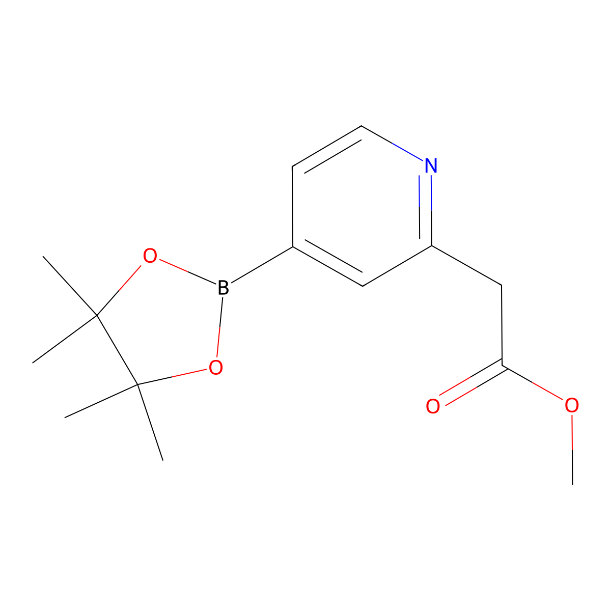 Methyl 2-(4-(4,4,5,5-tetramethyl-1,3,2-dioxaborolan-2-yl)pyridin-2-yl)acetate molecular structure, CAS 2828447-13-6