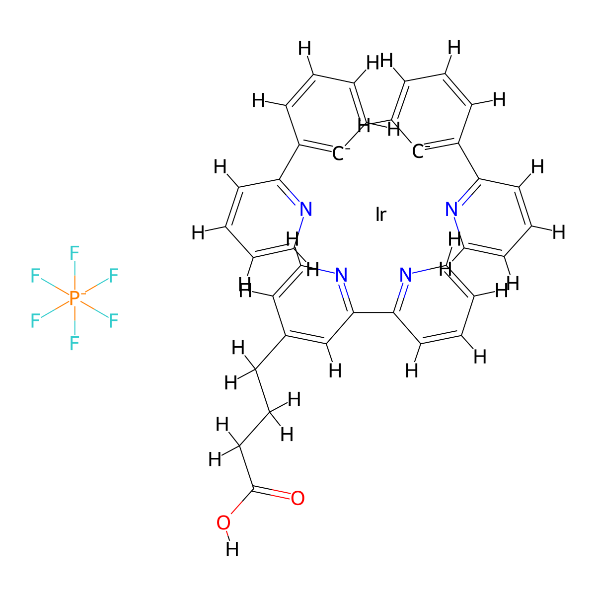 [Ir(ppy)2(4-([2,2'-bipyridin]-4-yl)butanoic acid)][PF6] molecular structure, CAS 2828447-17-0
