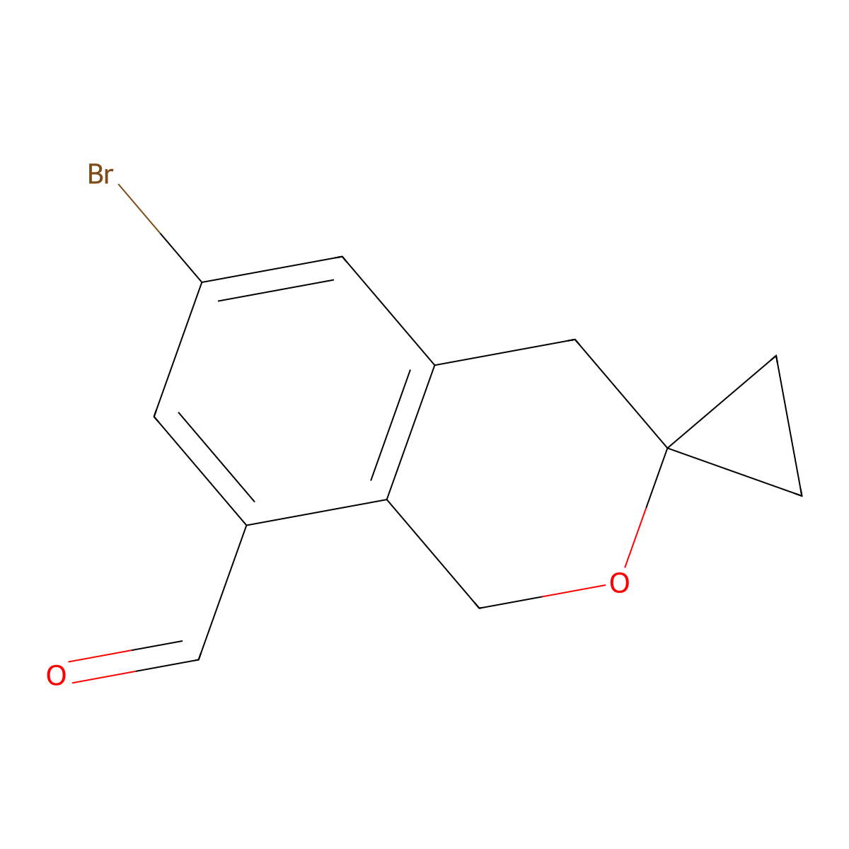 6'-Bromospiro[cyclopropane-1,3'-isochromane]-8'-carbaldehyde molecular structure, CAS 2828459-32-9