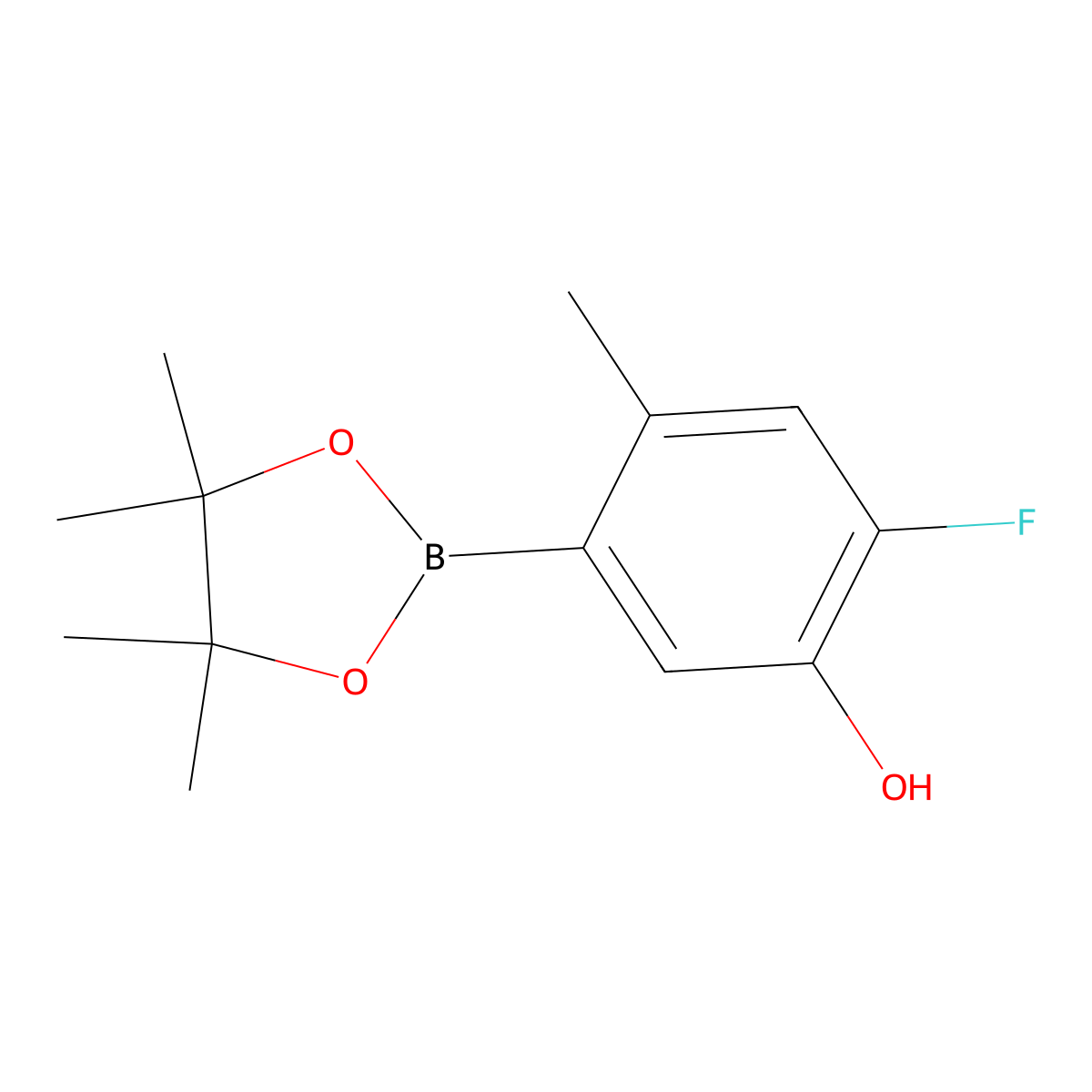 2-Fluoro-4-methyl-5-(4,4,5,5-tetramethyl-1,3,2-dioxaborolan-2-yl)phenol molecular structure, CAS 2828469-16-3