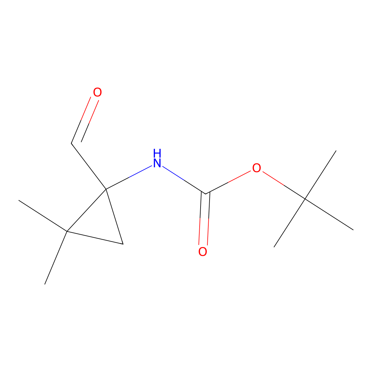 tert-butyl N-(1-formyl-2,2-dimethylcyclopropyl)carbamate molecular structure, CAS 2828519-26-0