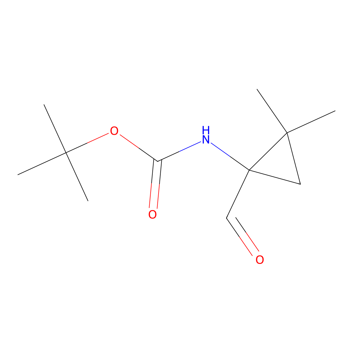tert-butyl N-(1-formyl-2,2-dimethylcyclopropyl)carbamate molecular structure, CAS 2828519-26-0