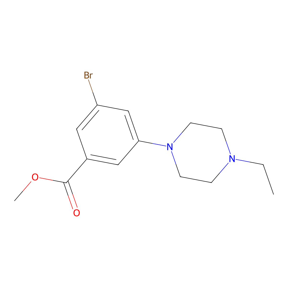 Methyl 3-bromo-5-(4-ethylpiperazin-1-yl)benzoate molecular structure, CAS 2828670-27-3