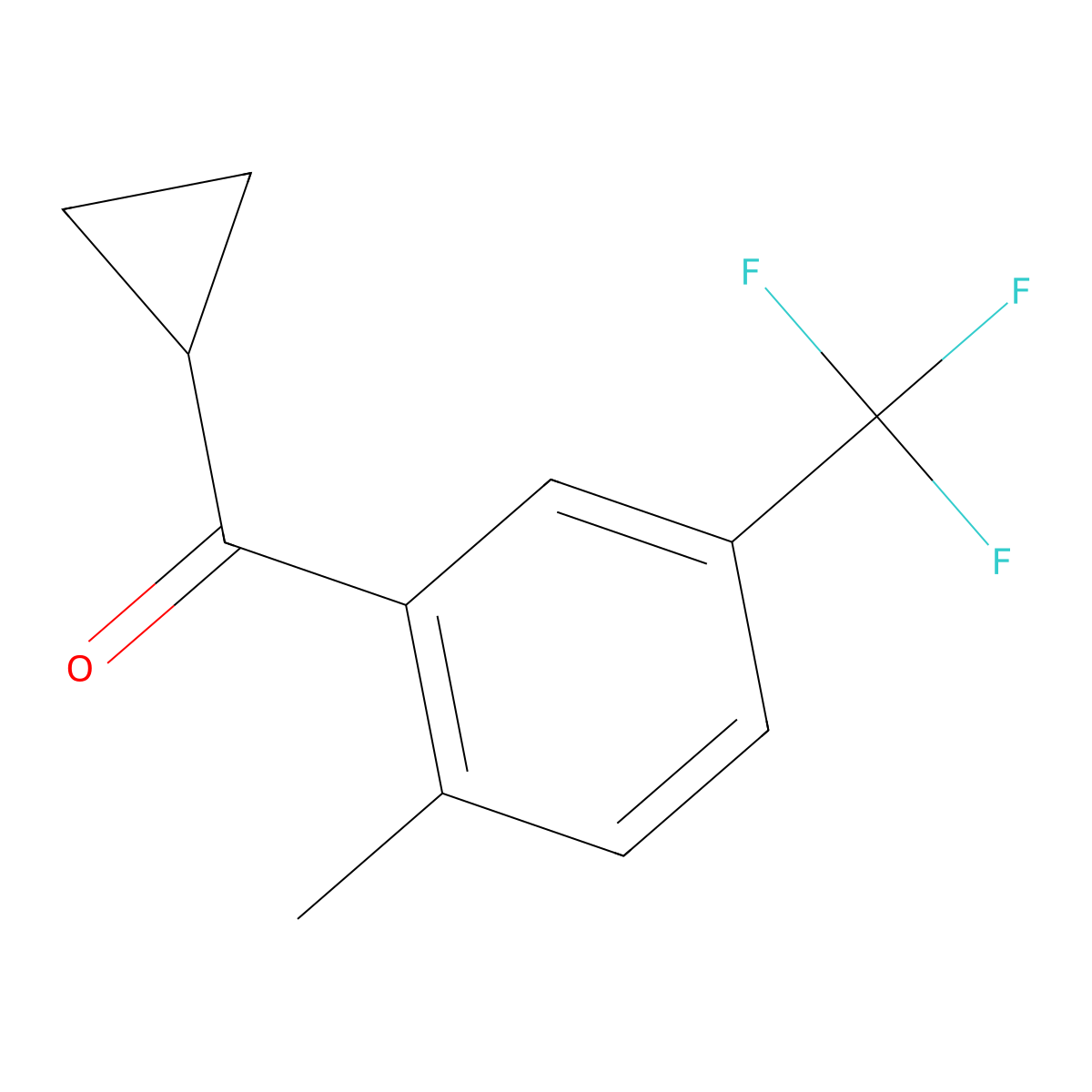 Cyclopropyl[2-methyl-5-(trifluoromethyl)phenyl]methanone molecular structure, CAS 2828726-27-6