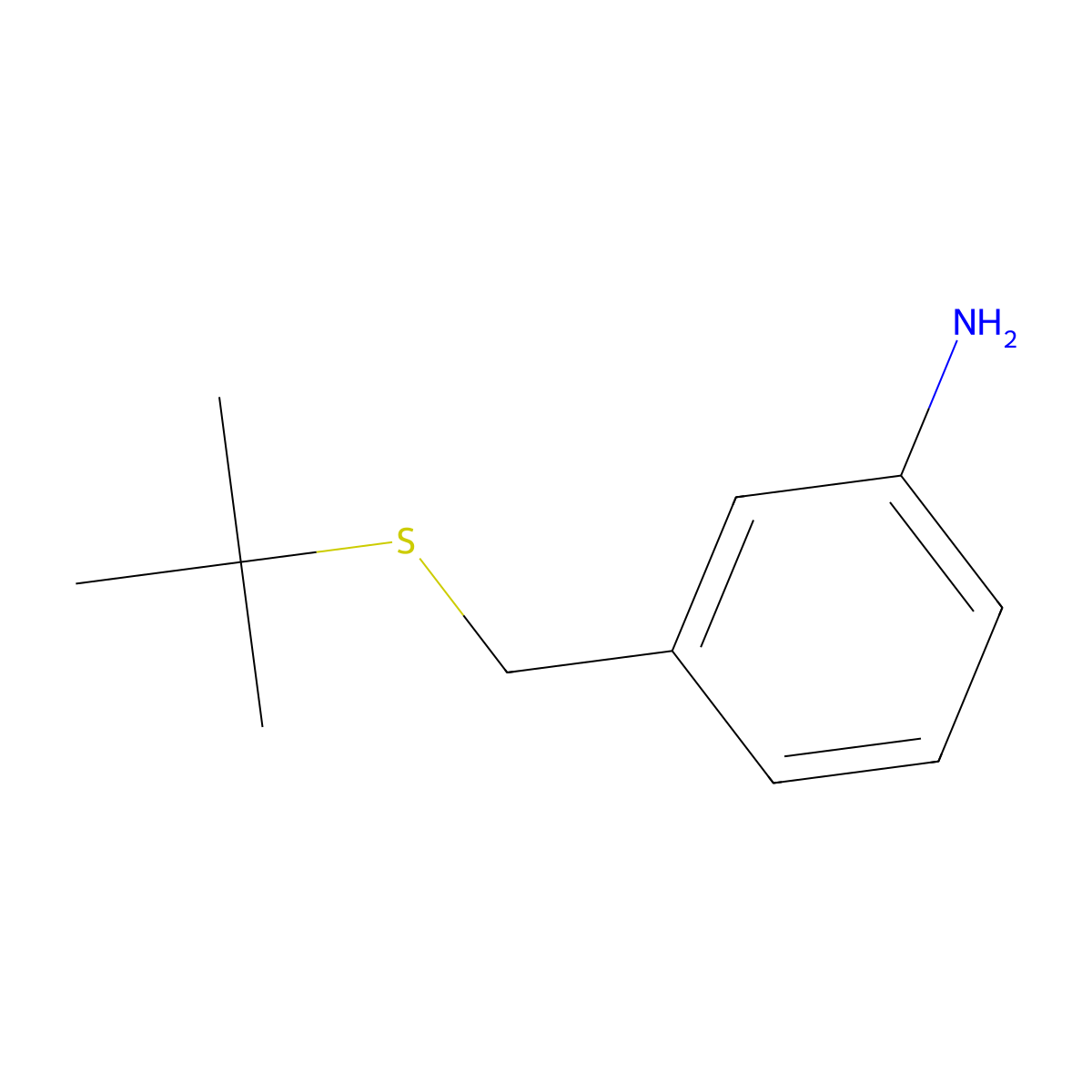 3-[(Tert-butylsulfanyl)methyl]aniline molecular structure, CAS 28288-27-9