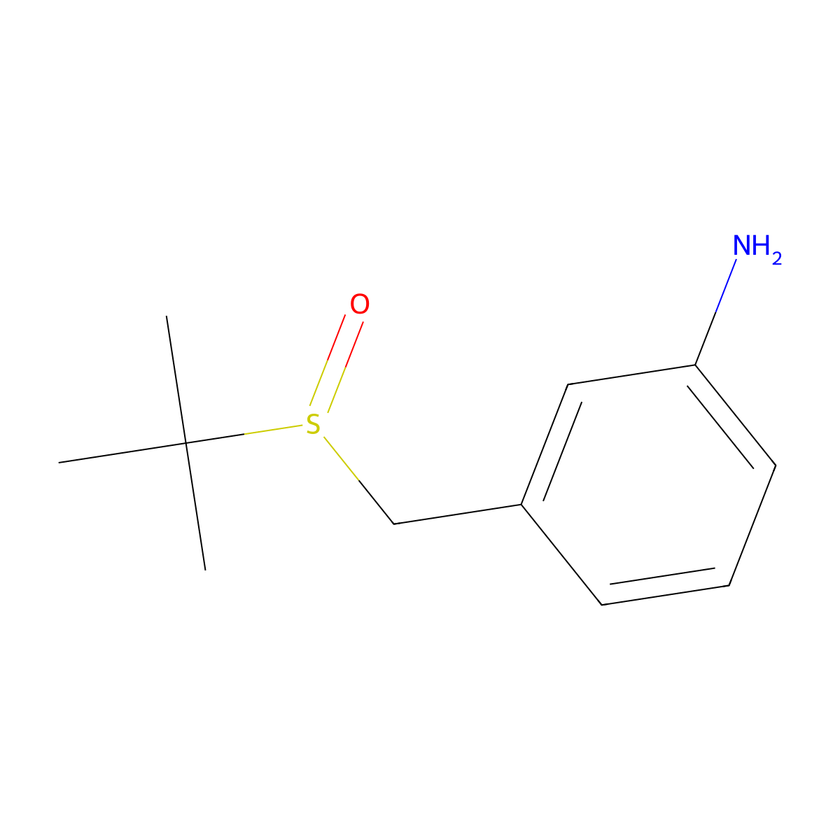 3-[(2-Methylpropane-2-sulfinyl)methyl]aniline molecular structure, CAS 28288-33-7