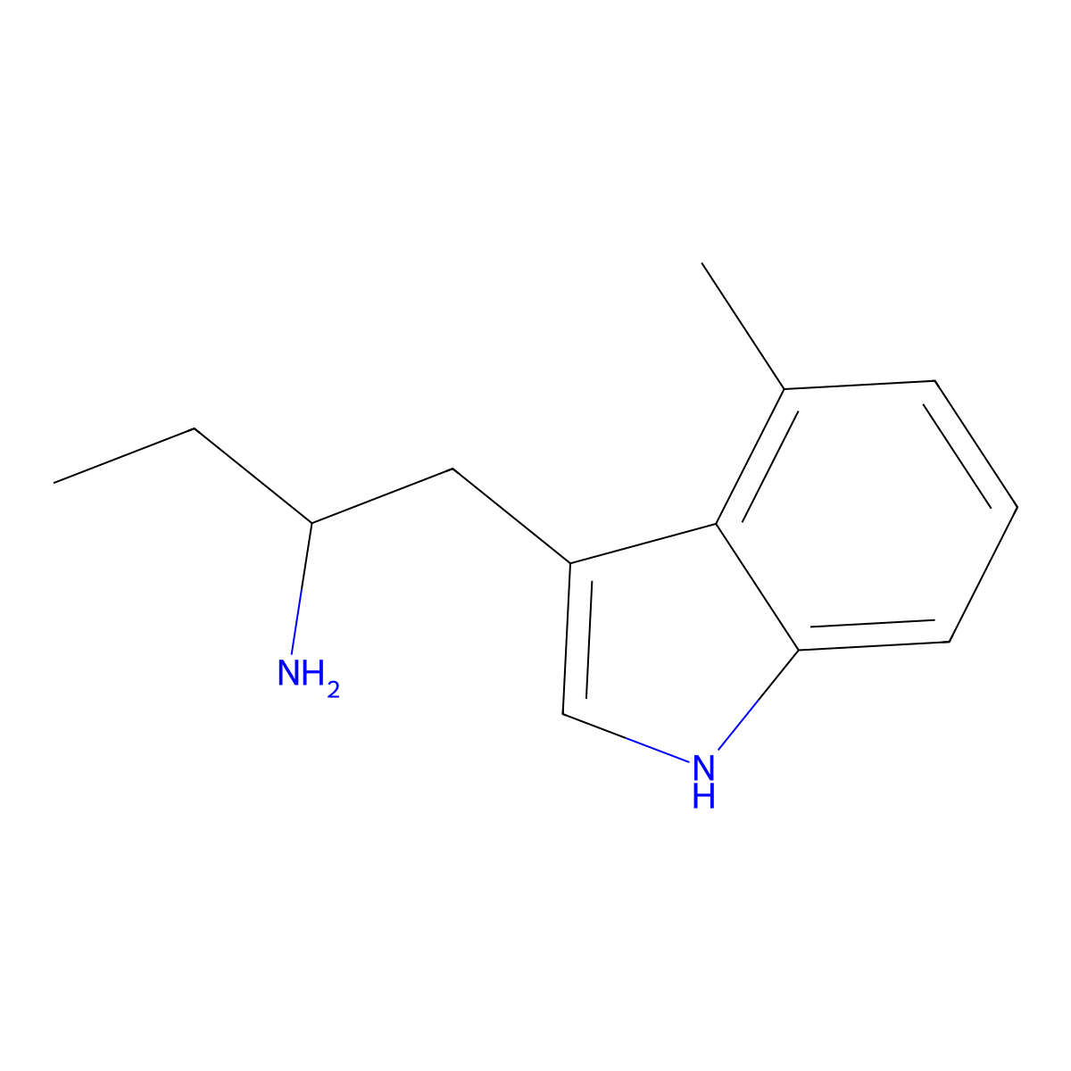 1-(4-methyl-1H-indol-3-yl)butan-2-amine molecular structure, CAS 28289-30-7