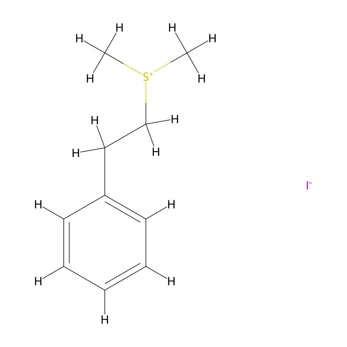 Dimethyl(2-phenylethyl)sulfanium iodide molecular structure, CAS 28289-44-3