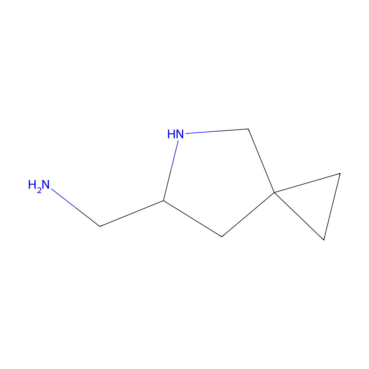 [(6S)-5-azaspiro[2.4]heptan-6-yl]methanamine molecular structure, CAS 2828952-56-1