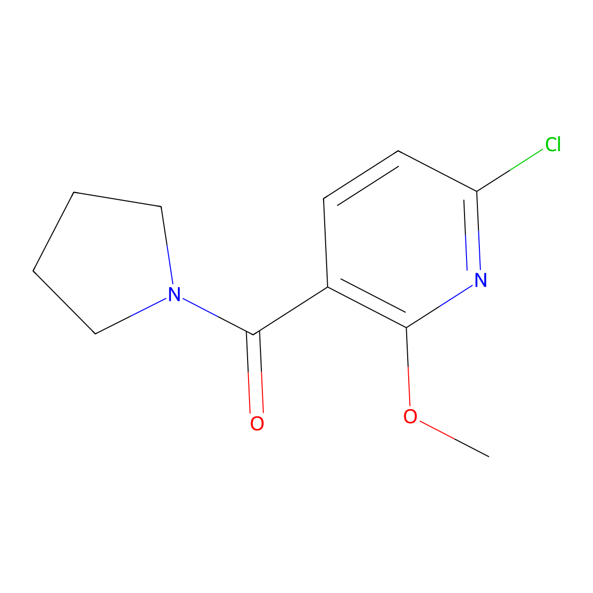 (6-Chloro-2-methoxypyridin-3-yl)(pyrrolidin-1-yl)methanone molecular structure, CAS 2829061-38-1