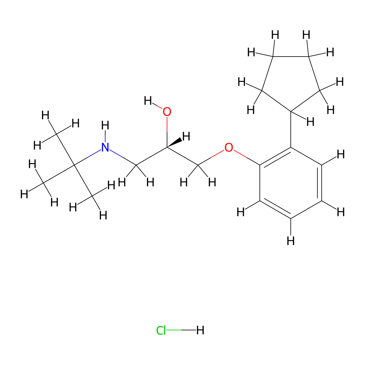 (S)-Penbutolol Hydrochloride molecular structure, CAS 28291-30-7