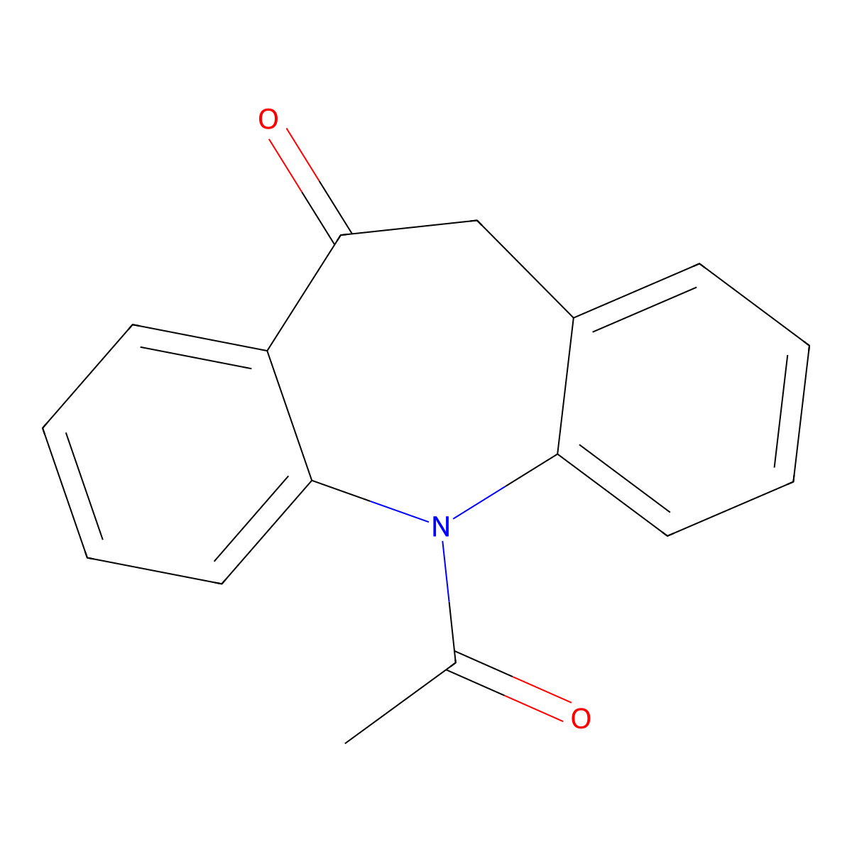 11-acetyl-6H-benzo[b][1]benzazepin-5-one molecular structure, CAS 28291-63-6
