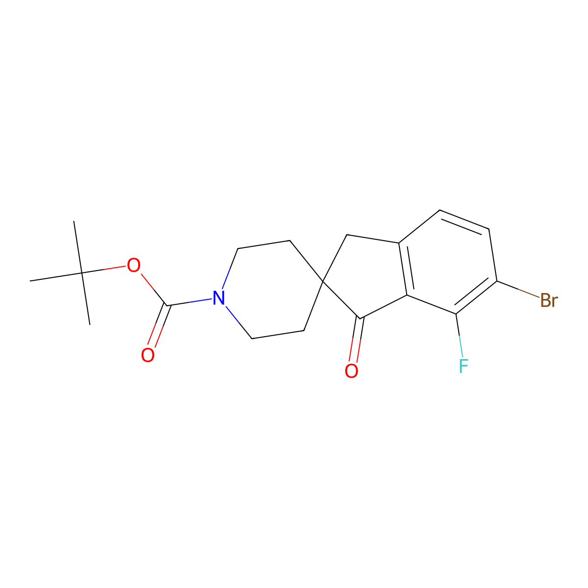 1'-Boc-6-bromo-7-fluoro-1-oxo-1,3-dihydrospiro[indene-2,4'-piperidine] molecular structure, CAS 2829166-13-2