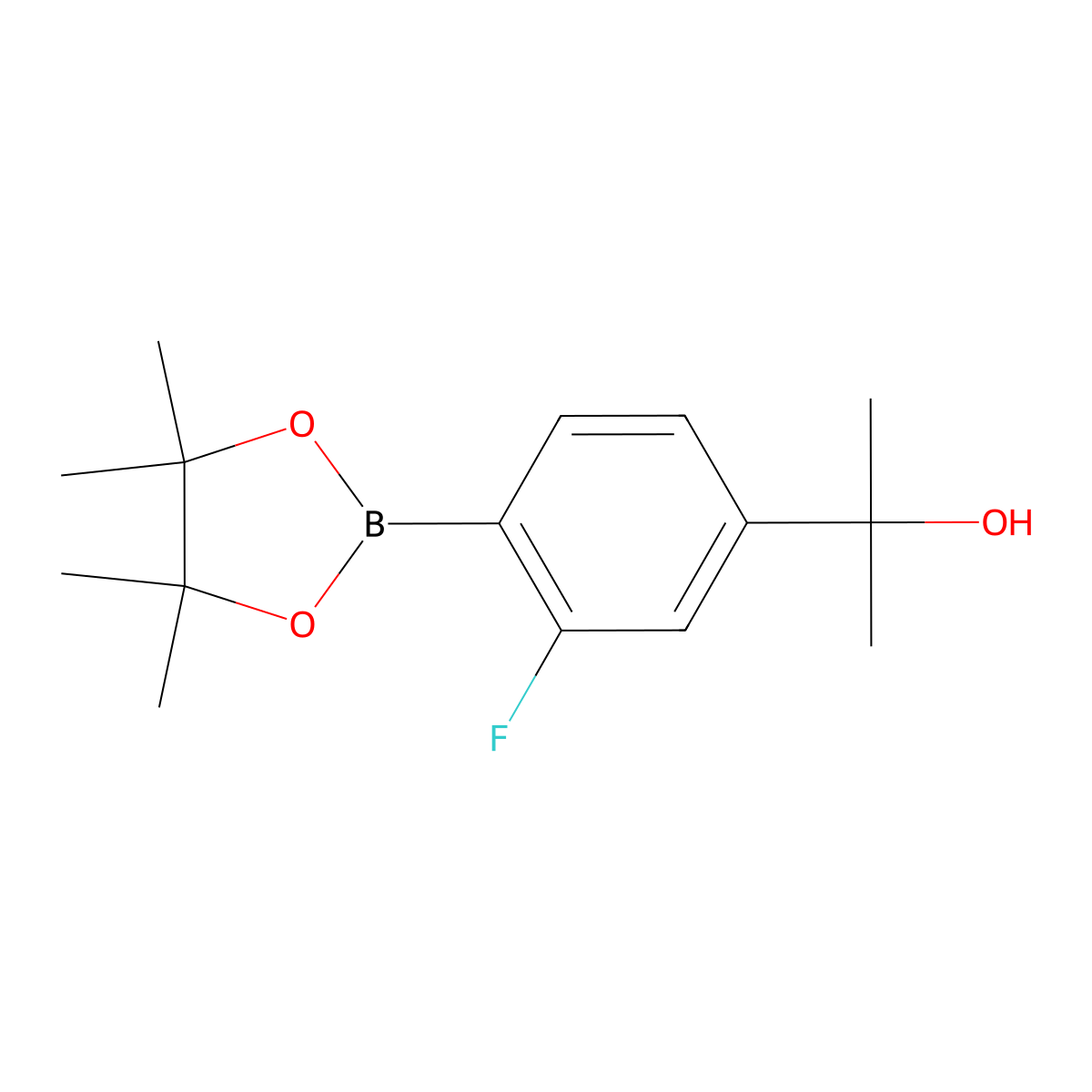 2-(3-Fluoro-4-(tetramethyl-1,3,2-dioxaborolan-2-yl)phenyl)propan-2-ol molecular structure, CAS 2829266-68-2