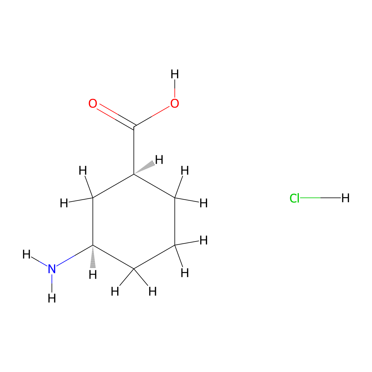 (1S,3R)-3-Aminocyclohexanecarboxylic acid hydrochloride molecular structure, CAS 2829279-57-2