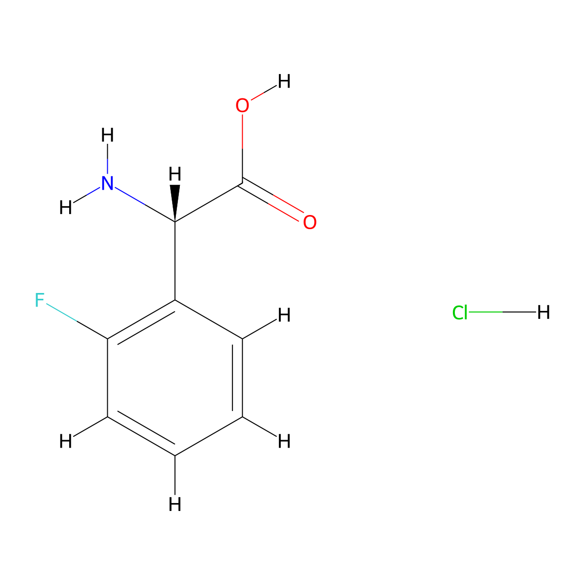 (S)-2-Amino-2-(2-fluorophenyl)acetic acid hydrochloride molecular structure, CAS 2829279-60-7