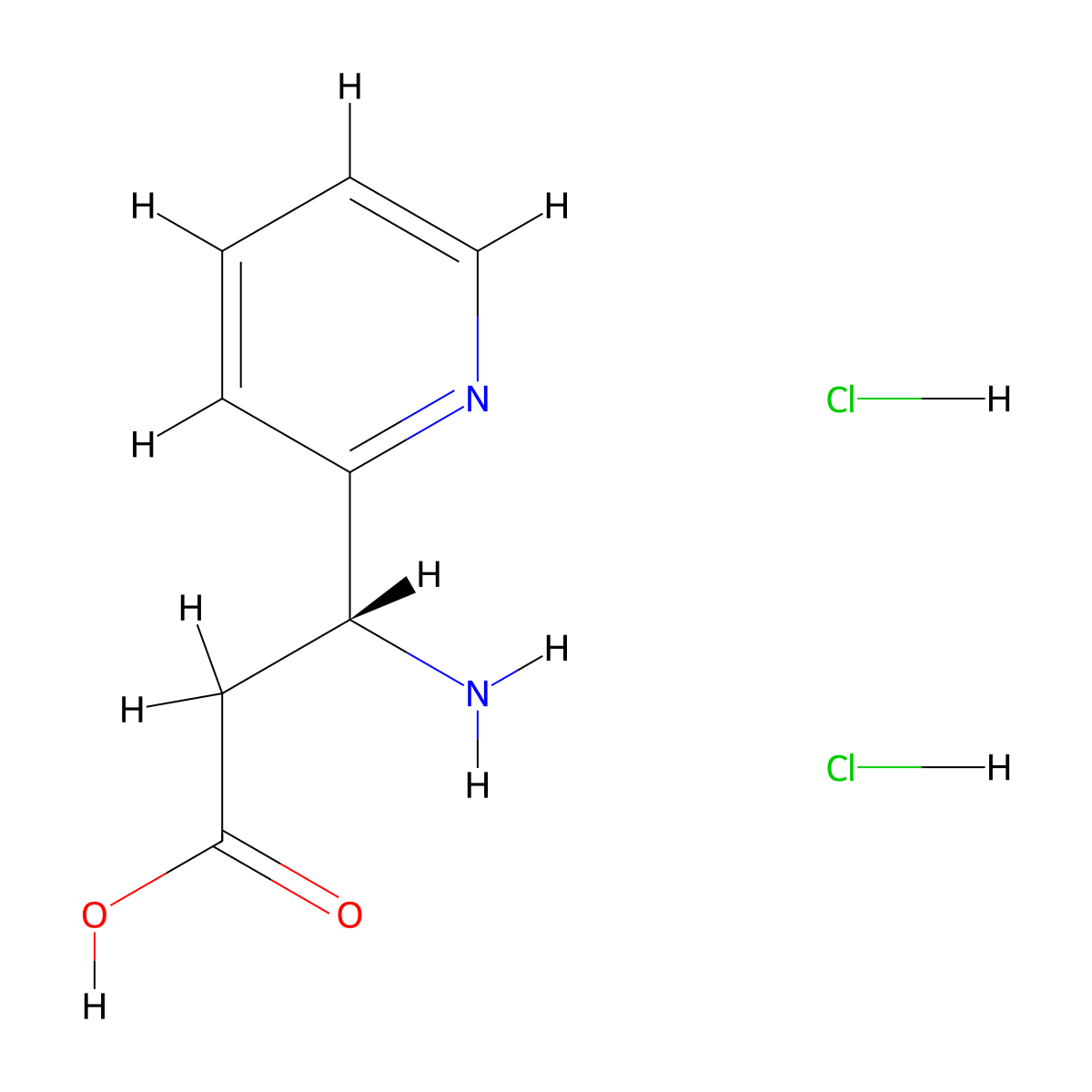 (R)-3-Amino-3-(pyridin-2-yl)propanoic acid dihydrochloride molecular structure, CAS 2829279-80-1