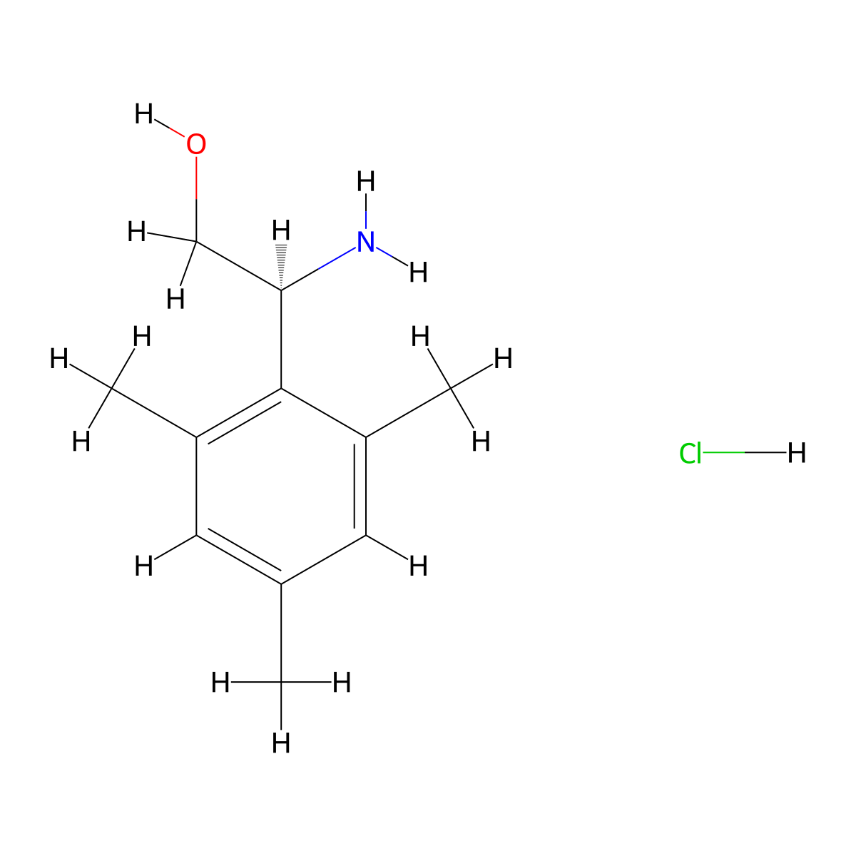 (S)-2-Amino-2-mesitylethan-1-ol hydrochloride molecular structure, CAS 2829279-82-3