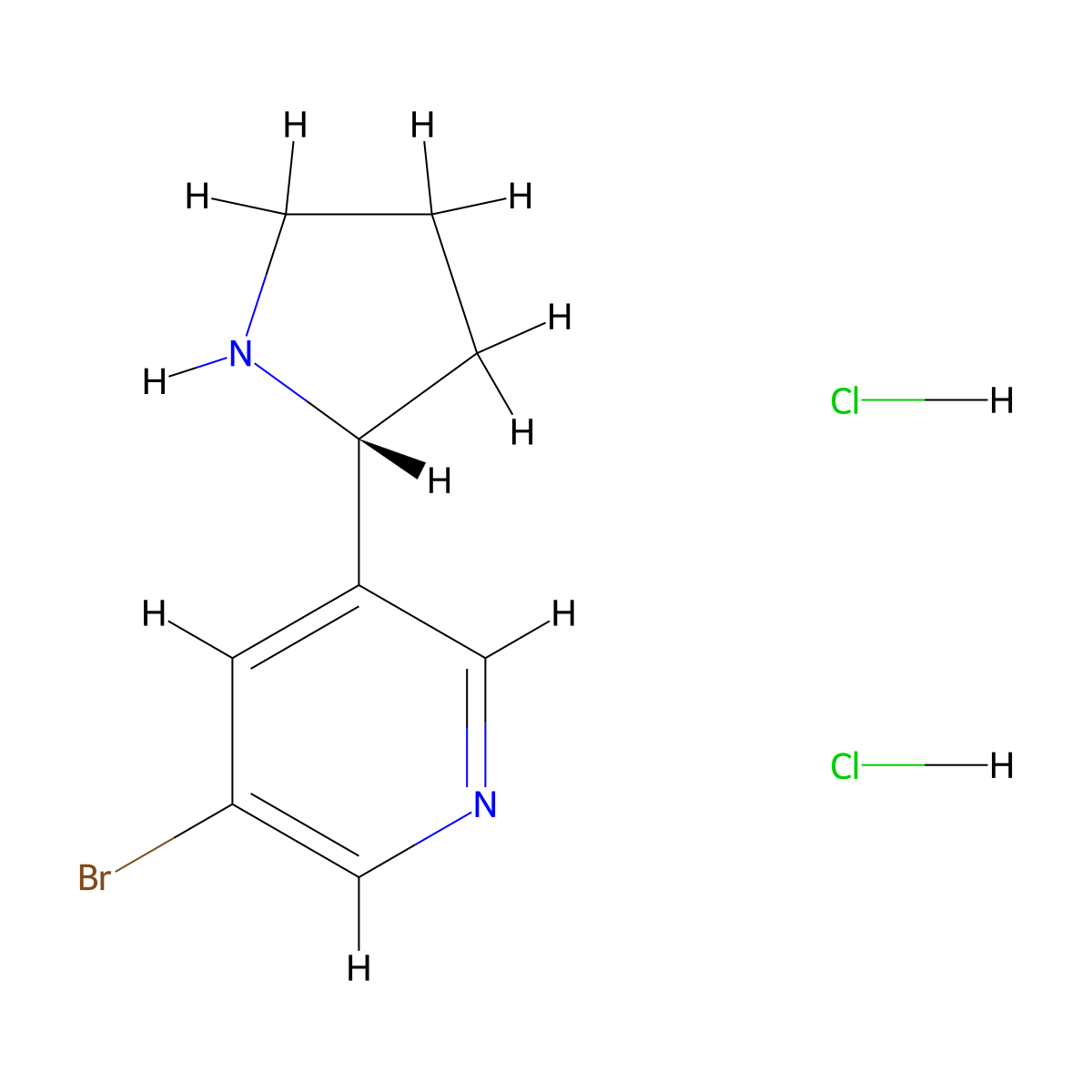 (R)-3-Bromo-5-(pyrrolidin-2-yl)pyridine dihydrochloride molecular structure, CAS 2829279-84-5