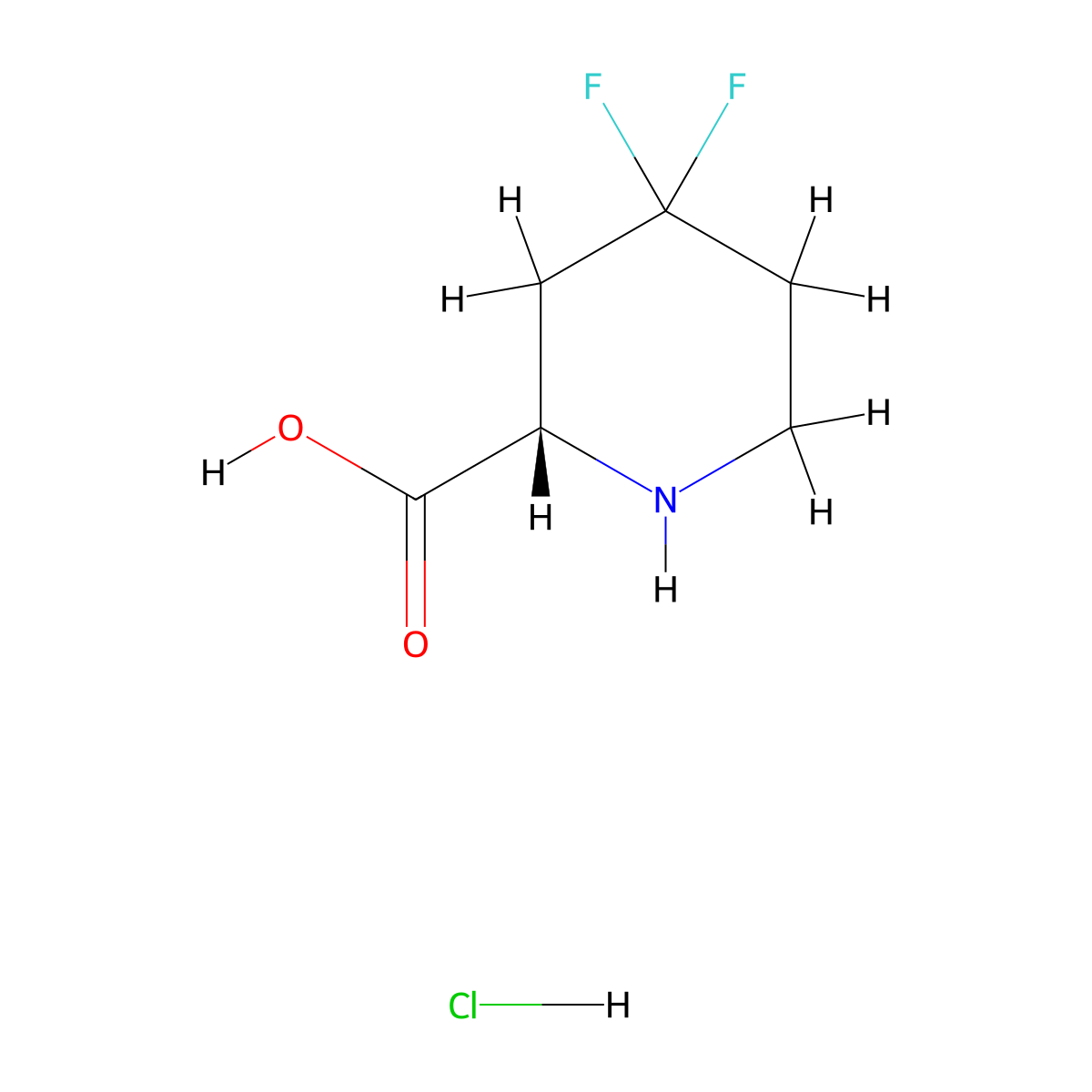 (S)-4,4-Difluoropiperidine-2-carboxylic acid hydrochloride molecular structure, CAS 2829281-37-8