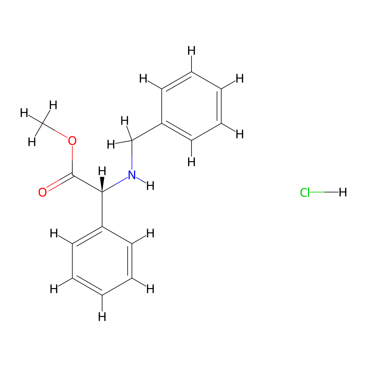 (R)-Methyl 2-(benzylamino)-2-phenylacetate hydrochloride molecular structure, CAS 2829281-50-5