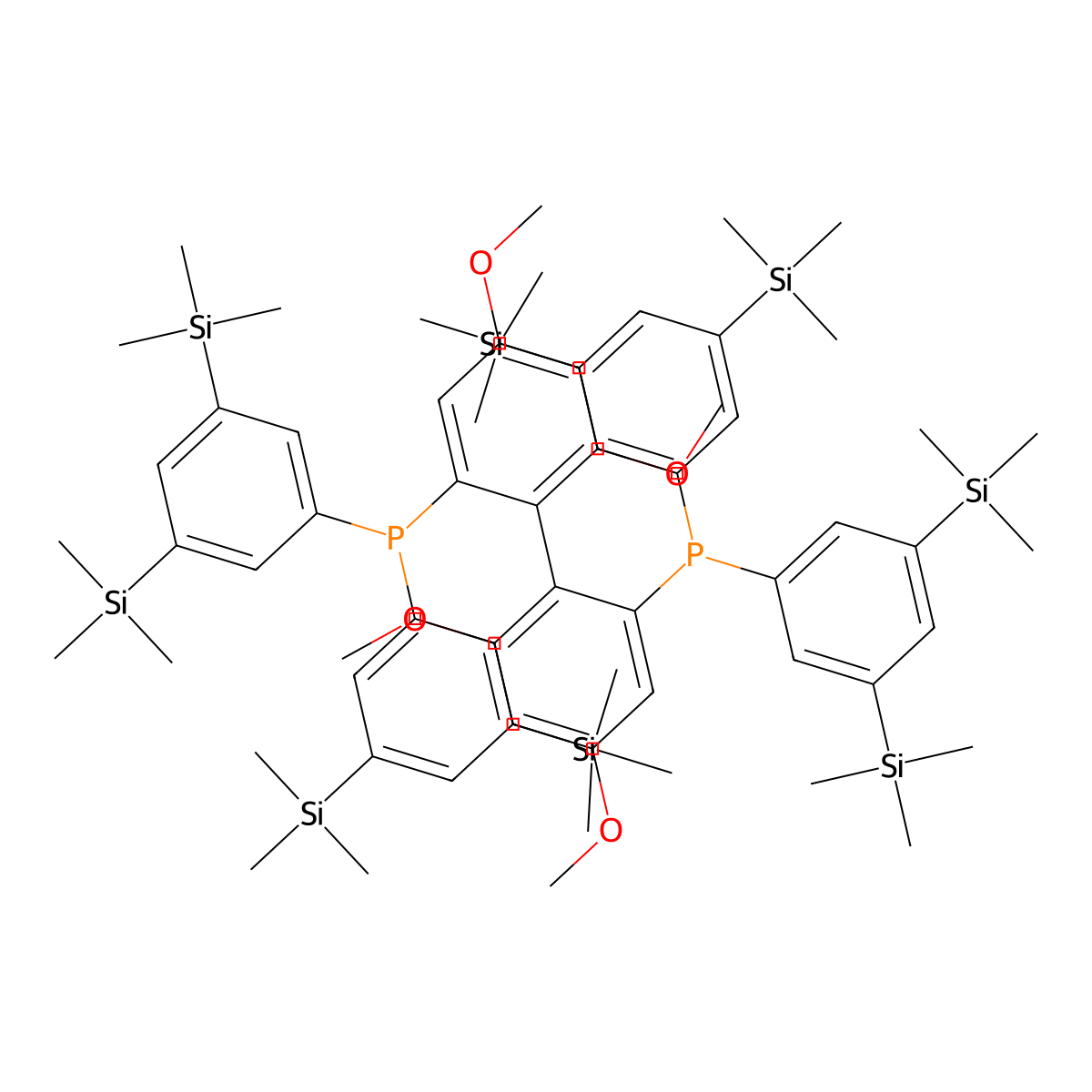 (R)-(4,4',6,6'-Tetramethoxy-[1,1'-biphenyl]-2,2'-diyl)bis(bis(3,5-bis(trimethylsilyl)phenyl)phosphane) molecular structure, CAS 2829281-61-8
