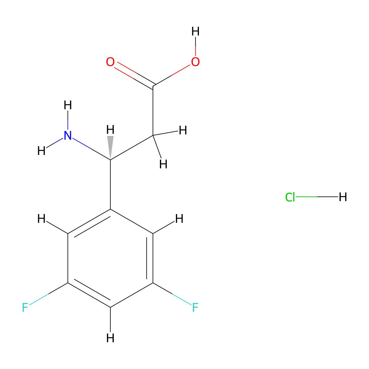 (S)-3-Amino-3-(3,5-difluorophenyl)propanoic acid hydrochloride molecular structure, CAS 2829281-70-9