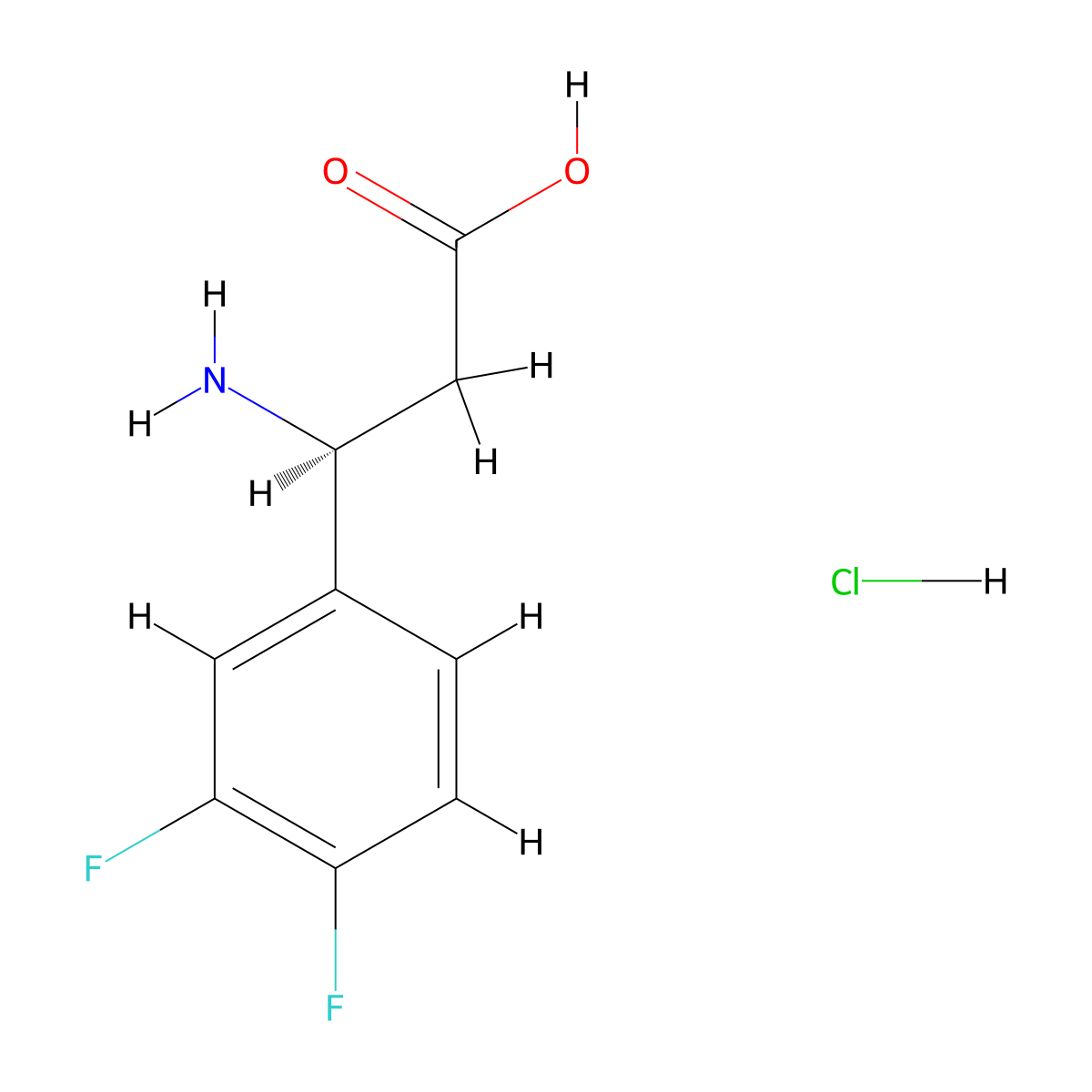 (S)-3-Amino-3-(3,4-difluorophenyl)propanoic acid hydrochloride molecular structure, CAS 2829281-75-4