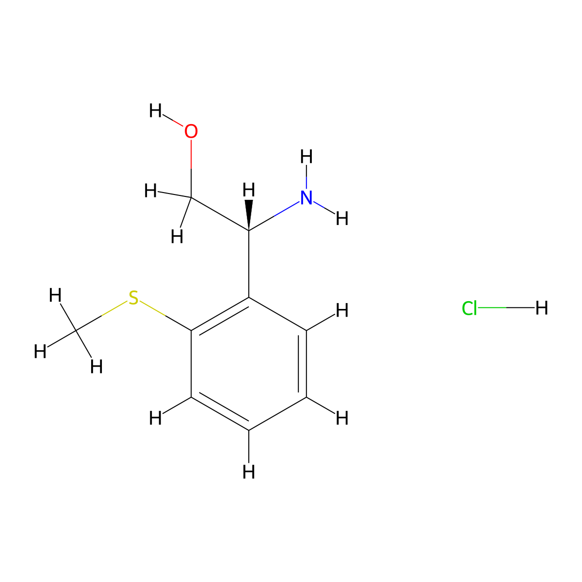 (R)-2-Amino-2-(2-(methylthio)phenyl)ethan-1-ol hydrochloride molecular structure, CAS 2829281-85-6