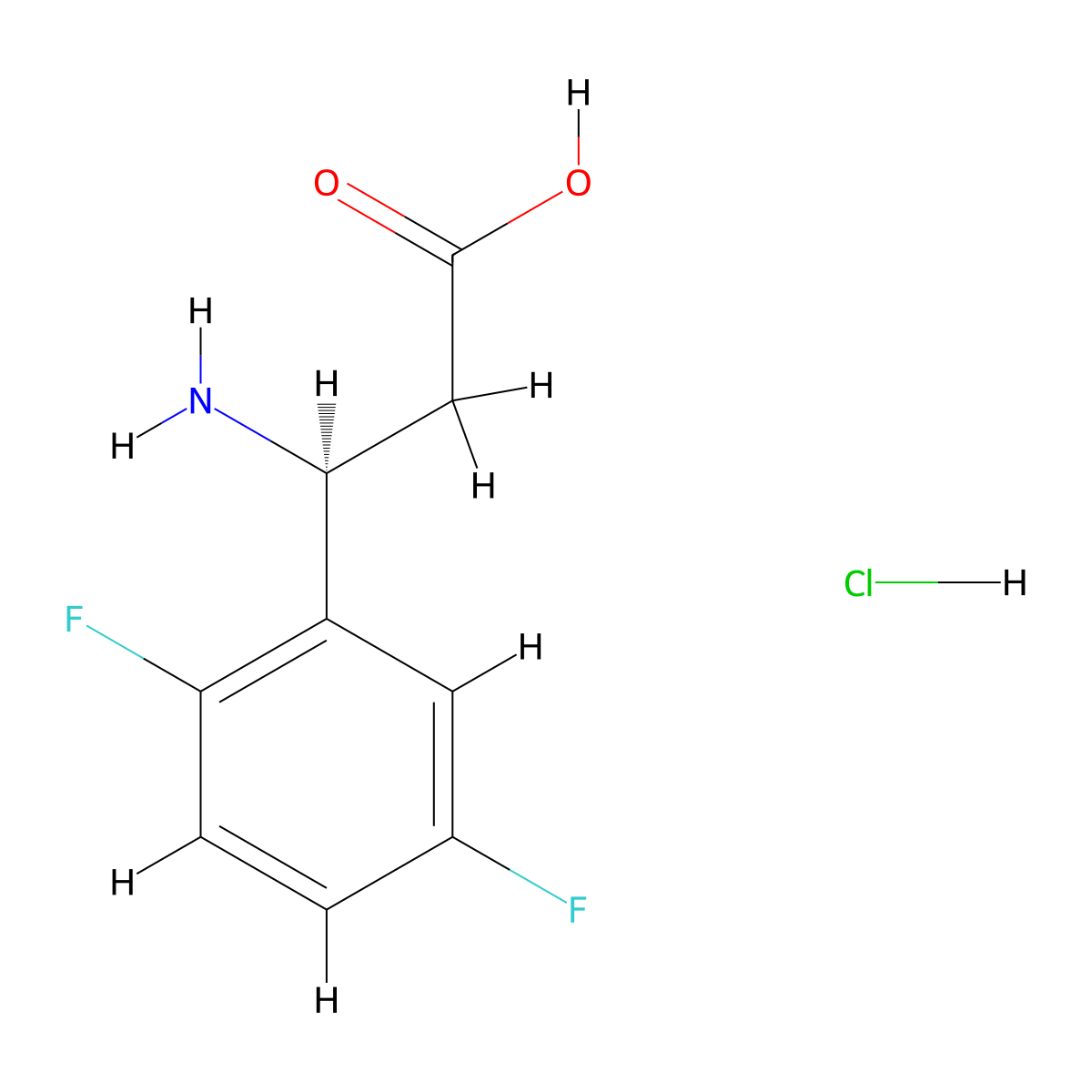 (S)-3-Amino-3-(2,5-difluorophenyl)propanoic acid hydrochloride molecular structure, CAS 2829289-76-9