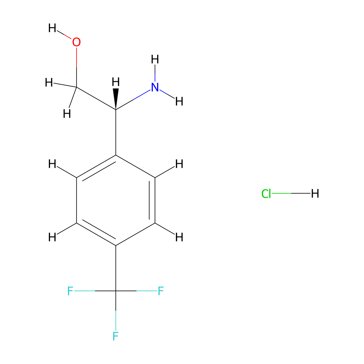 (R)-2-Amino-2-(4-(trifluoromethyl)phenyl)ethanol hydrochloride molecular structure, CAS 2829292-57-9
