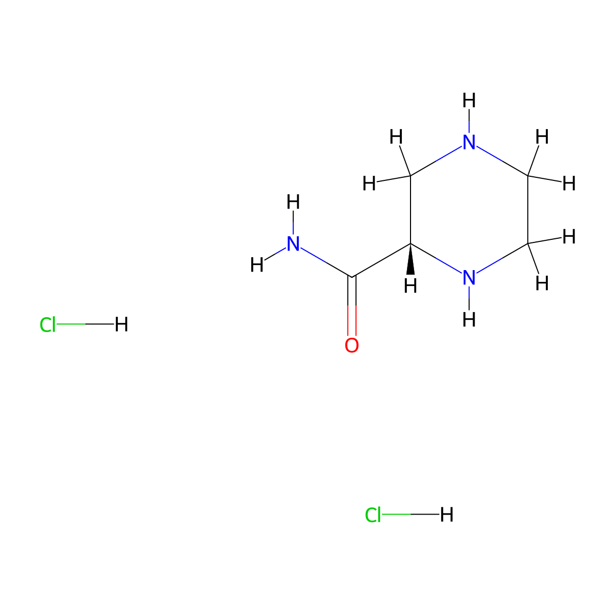 (2S)-piperazine-2-carboxamide dihydrochloride molecular structure, CAS 2829292-63-7