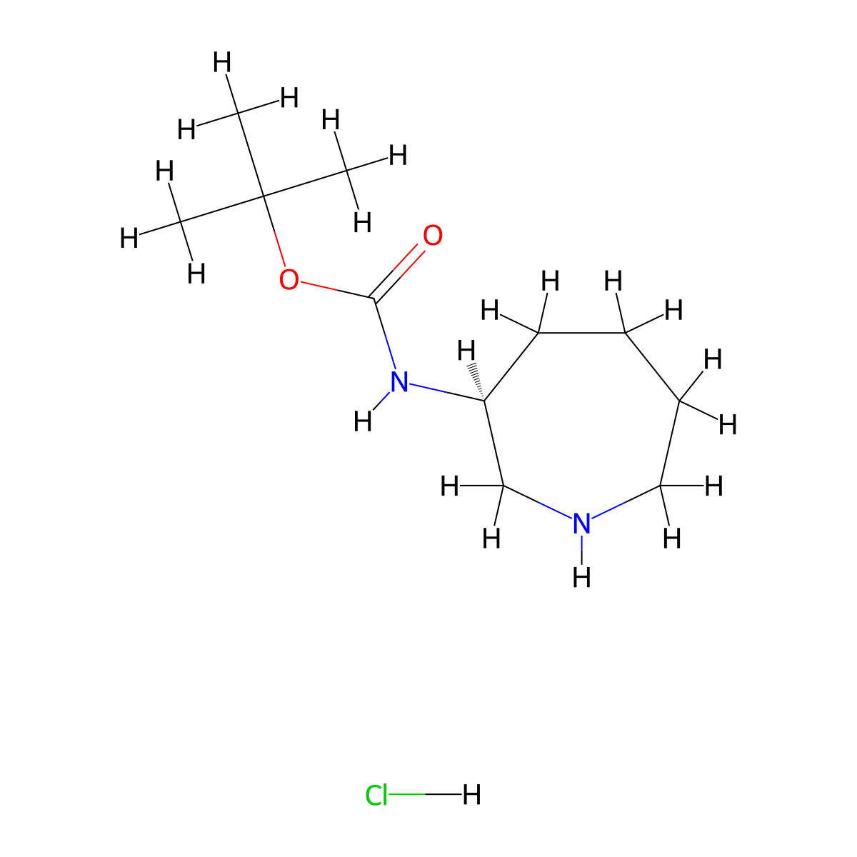 Tert-butyl (S)-azepan-3-ylcarbamate hydrochloride molecular structure, CAS 2829292-66-0