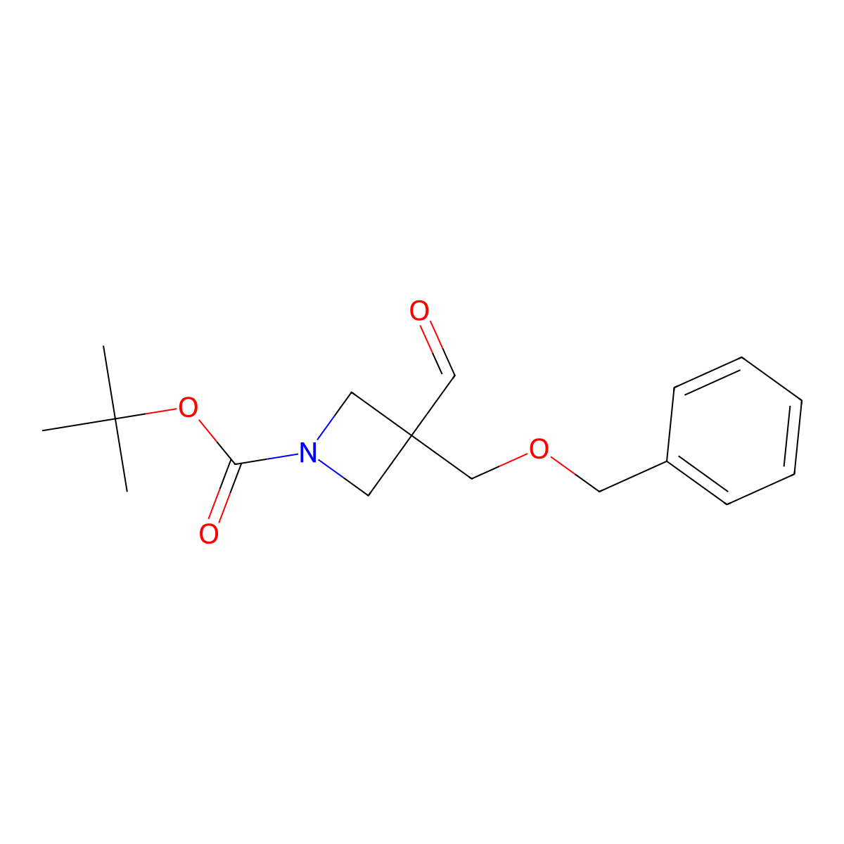 Tert-butyl 3-[(benzyloxy)methyl]-3-formylazetidine-1-carboxylate molecular structure, CAS 2829488-16-4