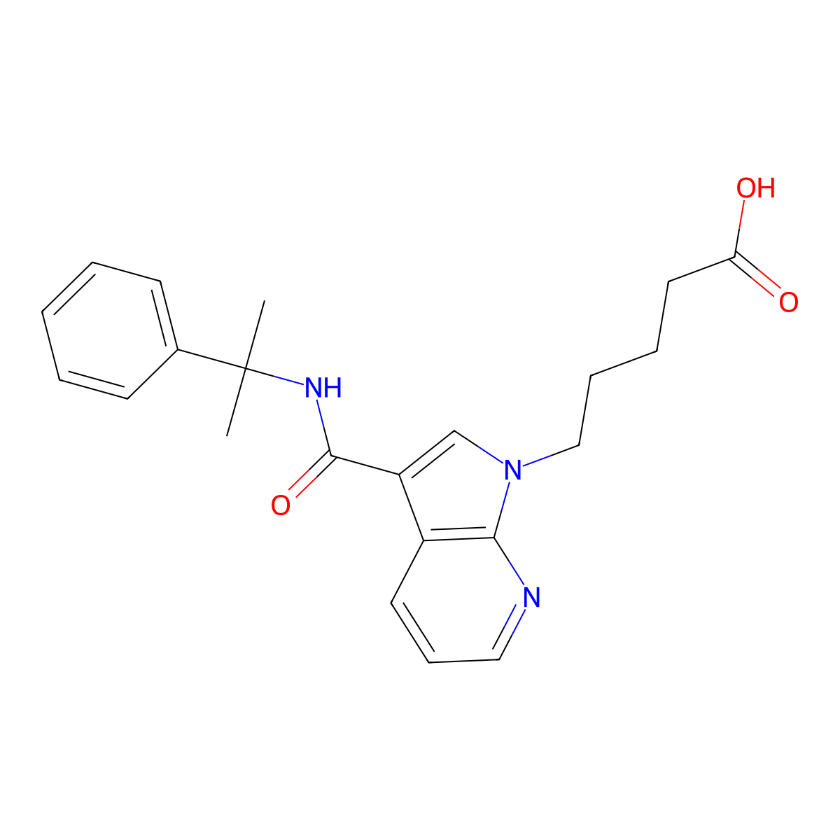 5-fluoro CUMYL-P7AICA N-pentanoic acid metabolite molecular structure, CAS 2829713-13-3