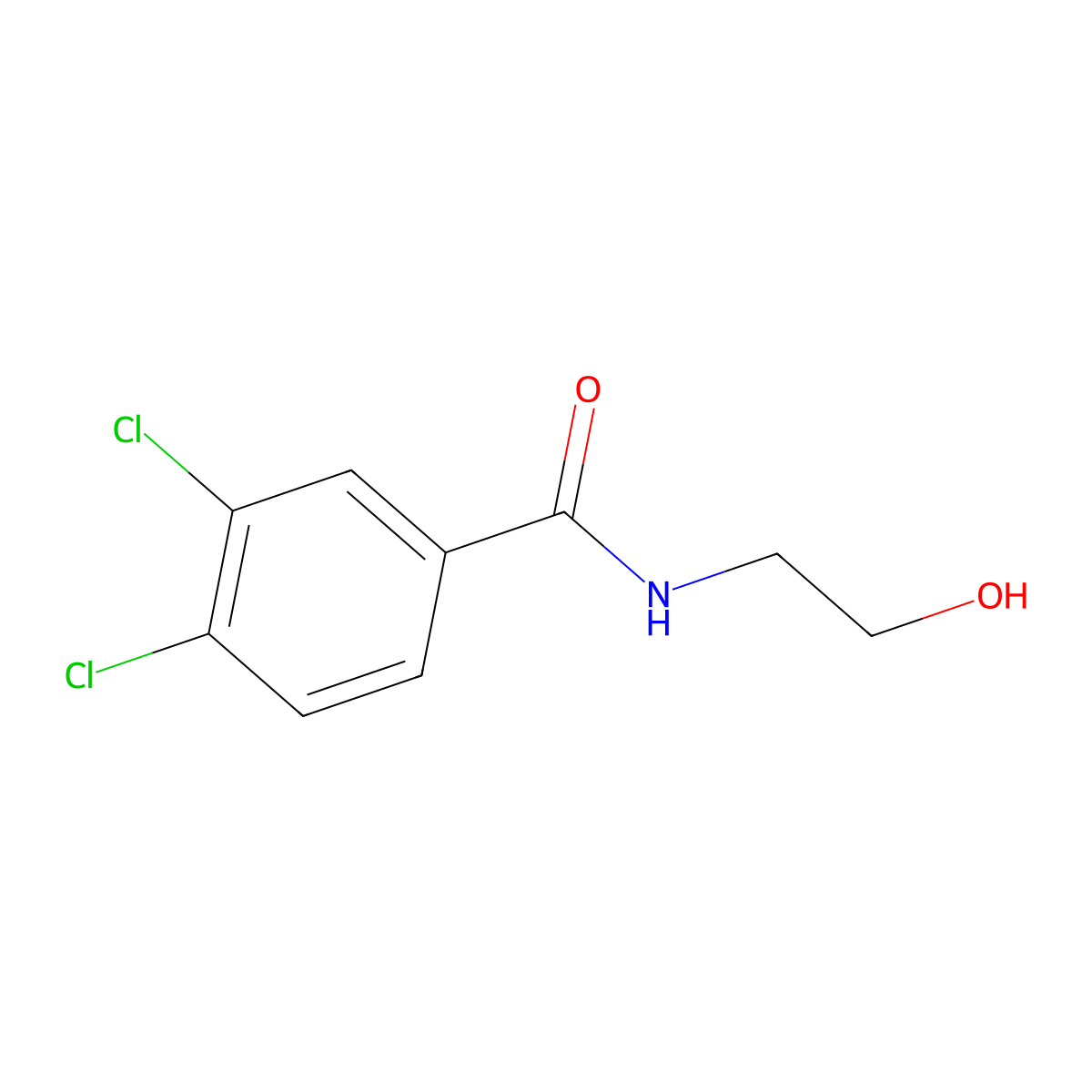 3,4-dichloro-N-(2-hydroxyethyl)benzamide molecular structure, CAS 28298-26-2