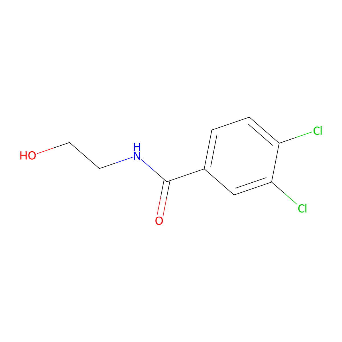 3,4-dichloro-N-(2-hydroxyethyl)benzamide molecular structure, CAS 28298-26-2