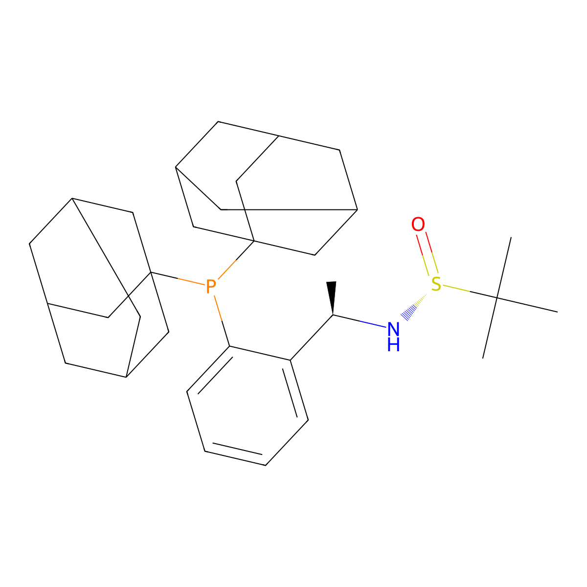 (R)-N-((R)-1-(2-(Di(adamantan-1-yl)phosphanyl)phenyl)ethyl)-2-methylpropane-2-sulfinamide molecular structure, CAS 2830007-68-4